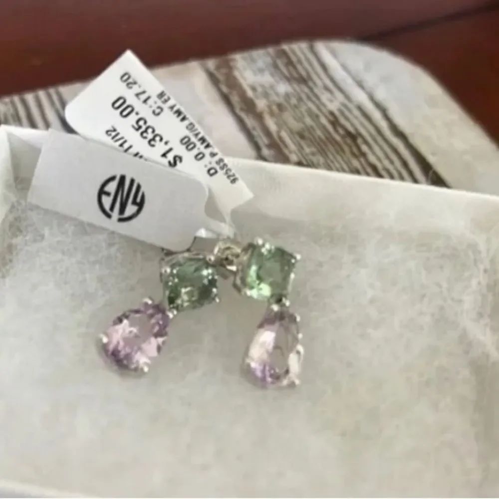 👑👸👑Royalty! 👸👑🌟NWT! *EFFY* ENY 17.20 TCW! Pink & Green Amethyst Earrings